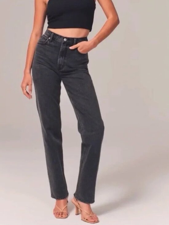 Abercrombie & Fitch Denim - ABERCROMBIE & Fitch Curve Love The '90's Straight Ultra High Rise Black 27/4R